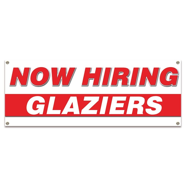 Signmission Now Hiring Glaziers Banner Apply Inside Accepting Application Single Sided B-30251 - main